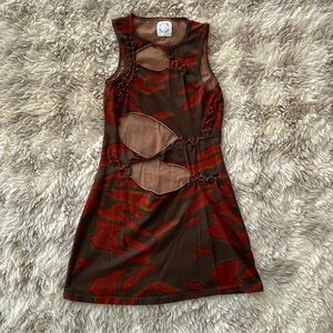 With Jean Cut out dress